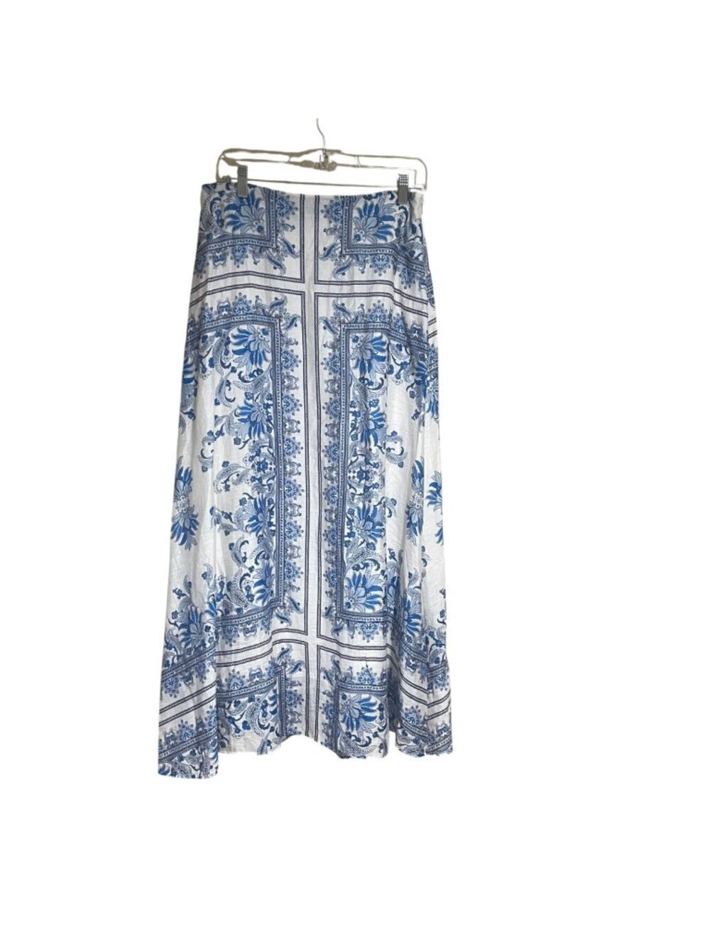 H&m linen blend white/paisley midi skirt